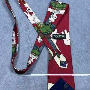 VINTAGE Wallace And Gromit Tie Necktie Graphic Print Mad Dogs & Englishman Silk